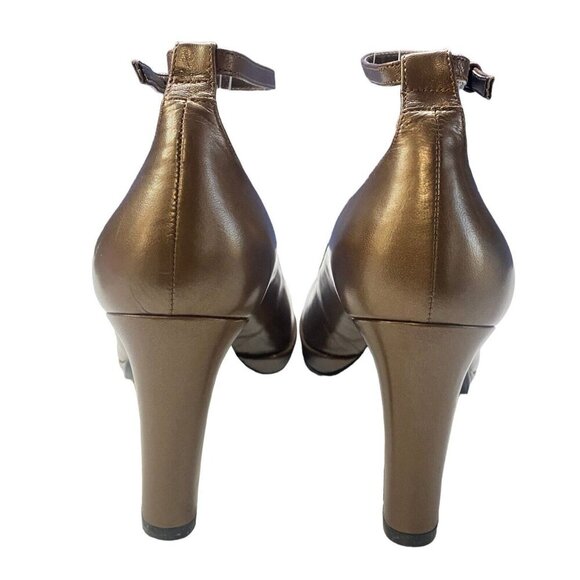 ANTONIO MELANI Women Heels Size 6.5 Bronze High Ankle Strap Event Occasion - Picture 4 of 11
